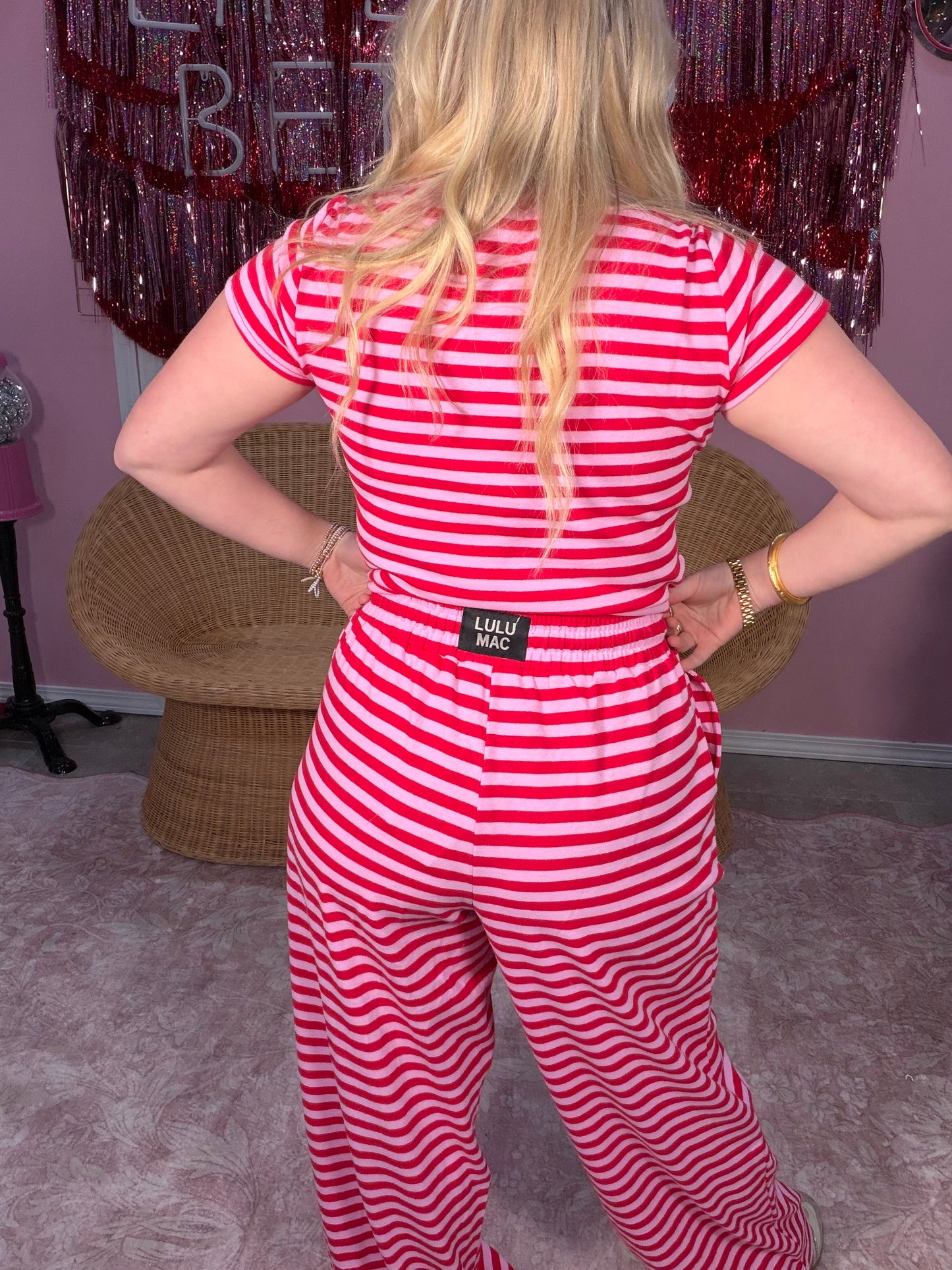 Lulu Mac Pink and Red Striped Pants