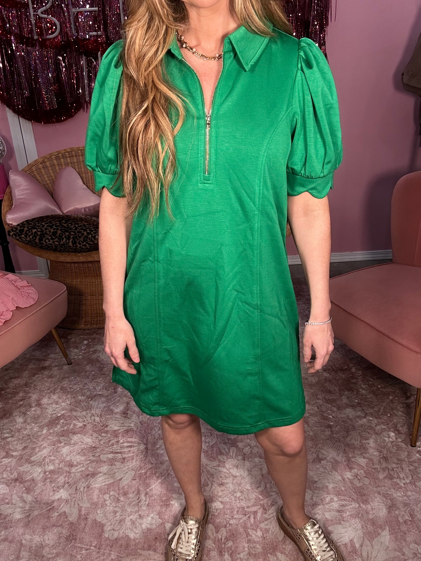The Newport Polo Dress -Kelly Green