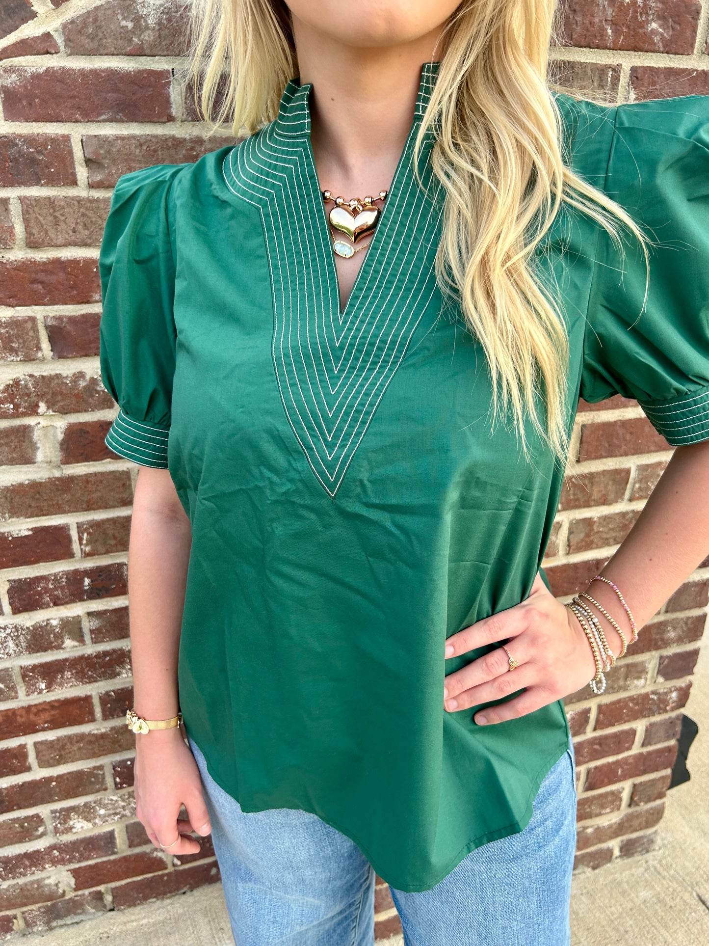 Go For Green Puff Sleeve Top