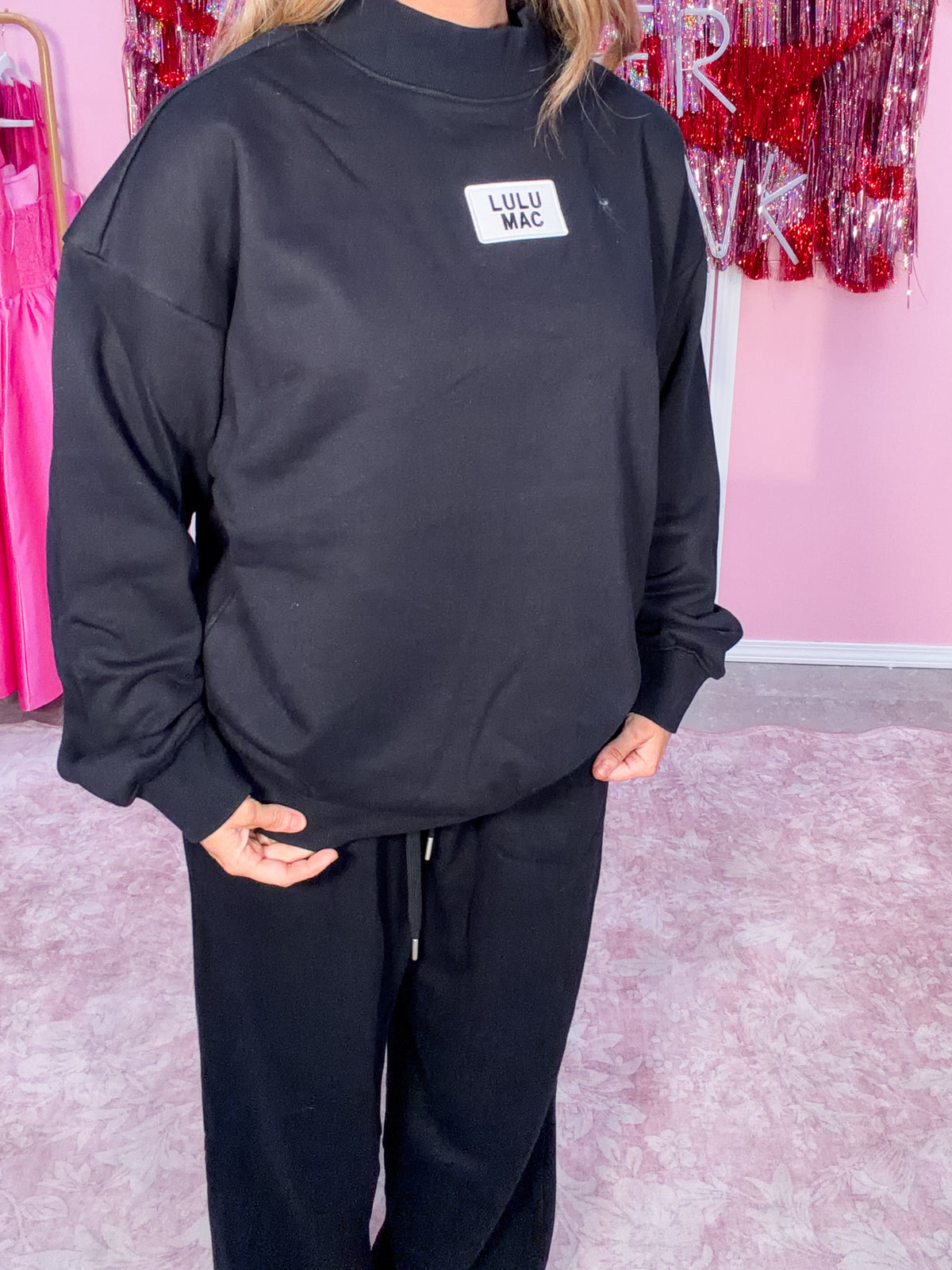LULU MAC Terry Cloth Pant- Black