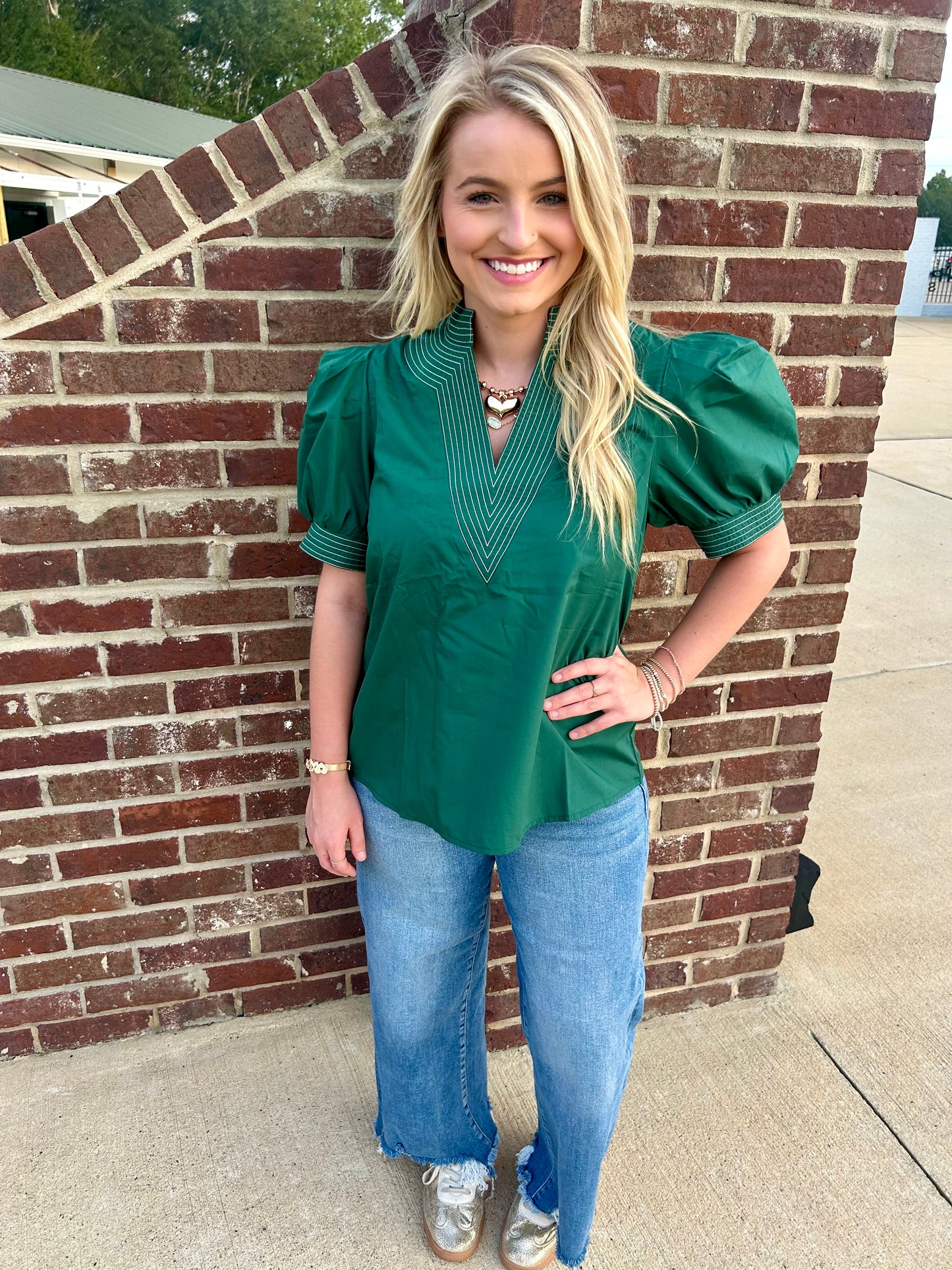 Go For Green Puff Sleeve Top