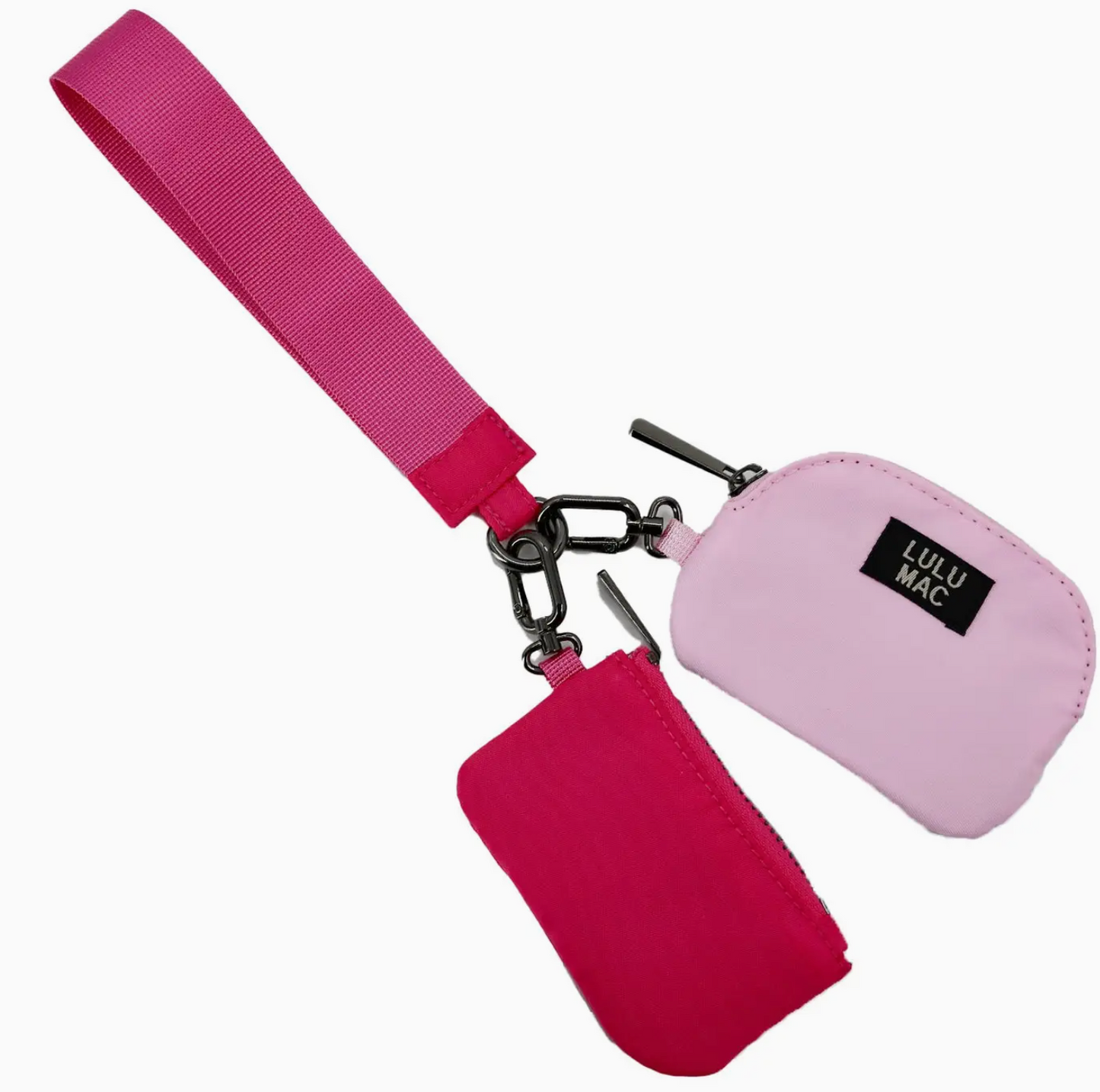 Hot Pink/Light Pink Lulu Mac Double Pouch Wristlets