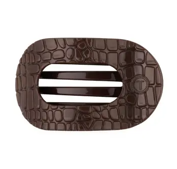 Brown Crocodile | Medium | Flat Round Hair Clip