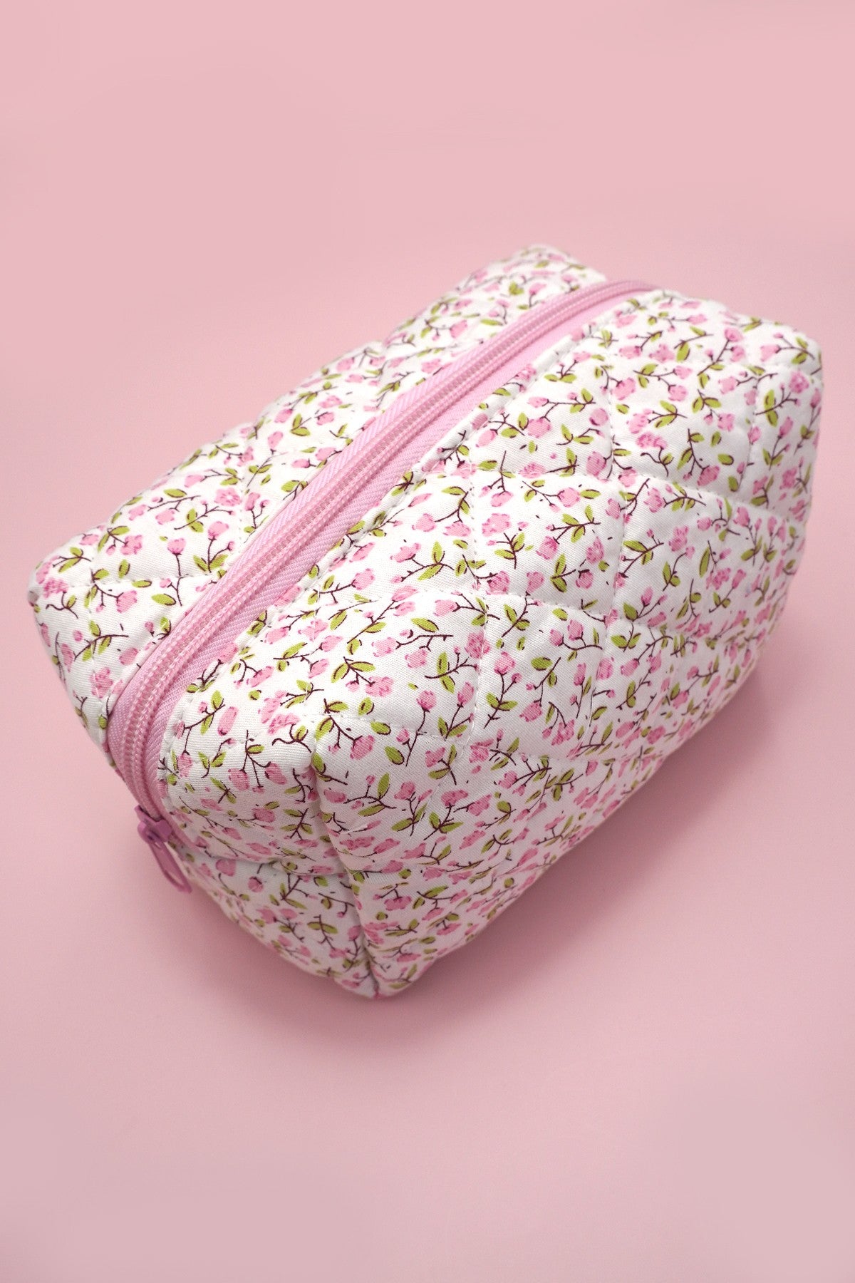 Ditsy Quilted Cotton Floral Cosmetic Pouch Bag