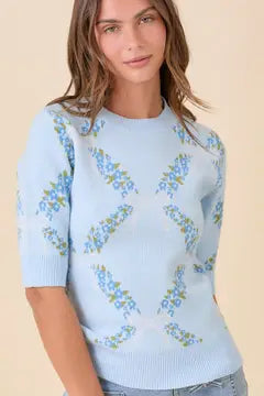 Floral Ribbon Sweater Top