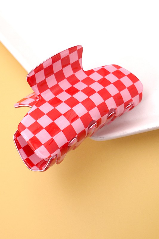 Checker Hair Claw Clips