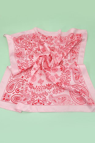 Paisley Pink Silky Feel Bandana Scarf