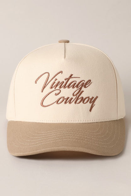 Vintage Cowboy Embroidery Two Tone Baseball Cap