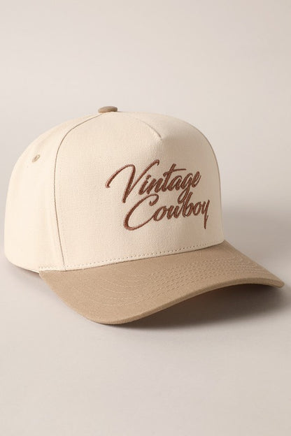 Vintage Cowboy Embroidery Two Tone Baseball Cap