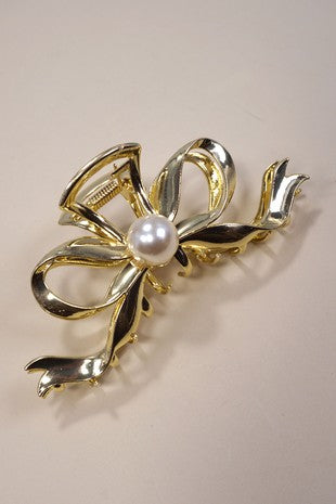 Xtra Large Bow Pearl Studded Hair Claw Clips