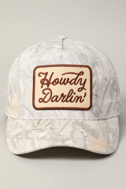 Howdy Darlin' Embroidery Patch Camo Trucker Hat