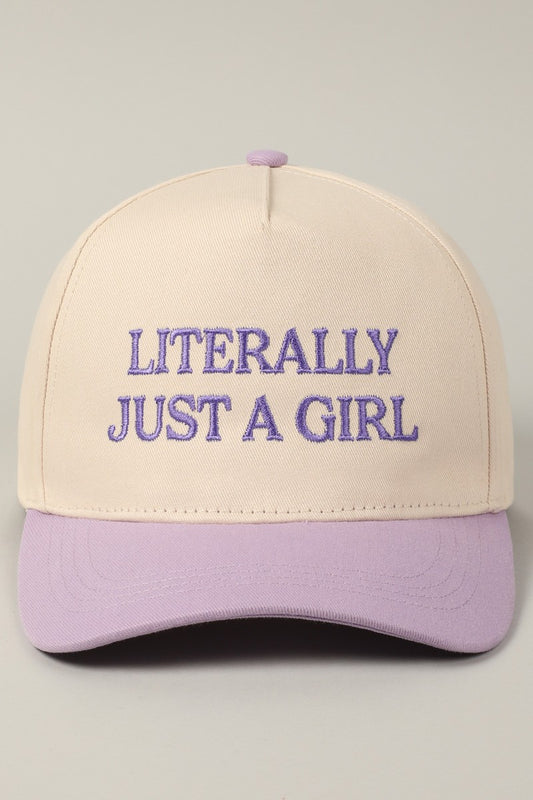 Literally Just A Girl Embroidery Two Tone Hat
