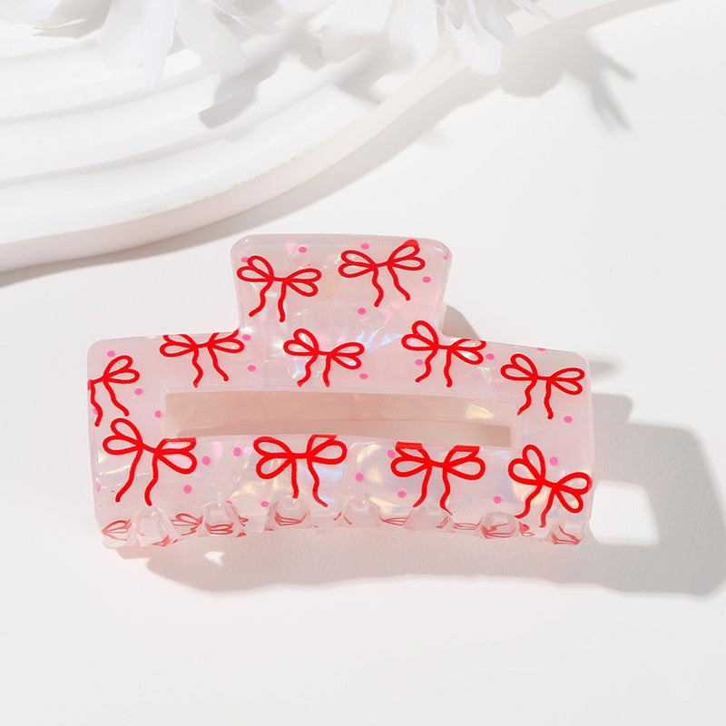 Large Bow Ribbon Heart Hair Claw Clips