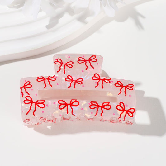Large Bow Ribbon Heart Hair Claw Clips