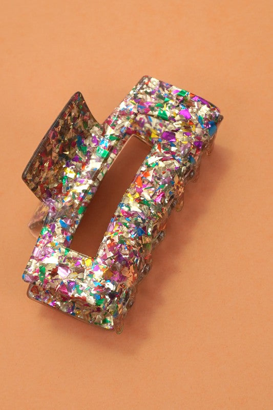 Large Glitter Rectangle Hair Claw Clips
