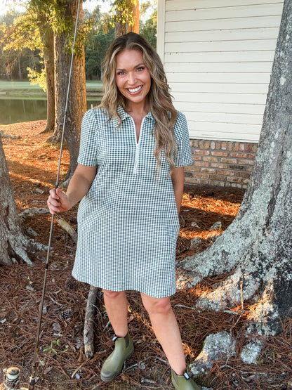 Evergreen Gingham Dress