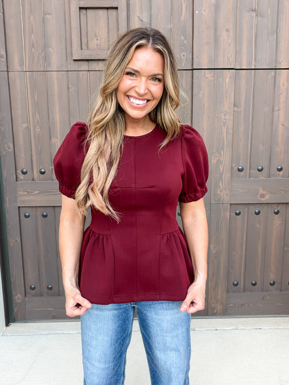 Merlot Muse Peplum Top