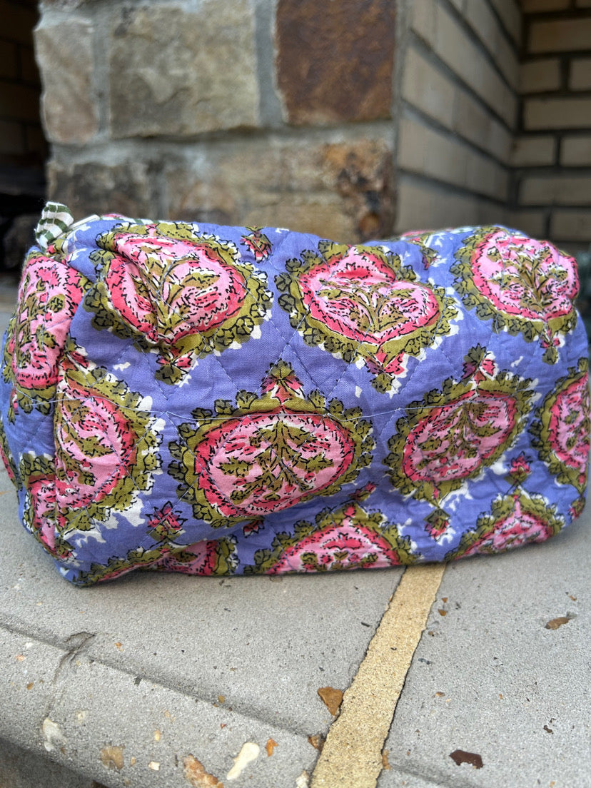 Purple Floral Quilted Travel Set