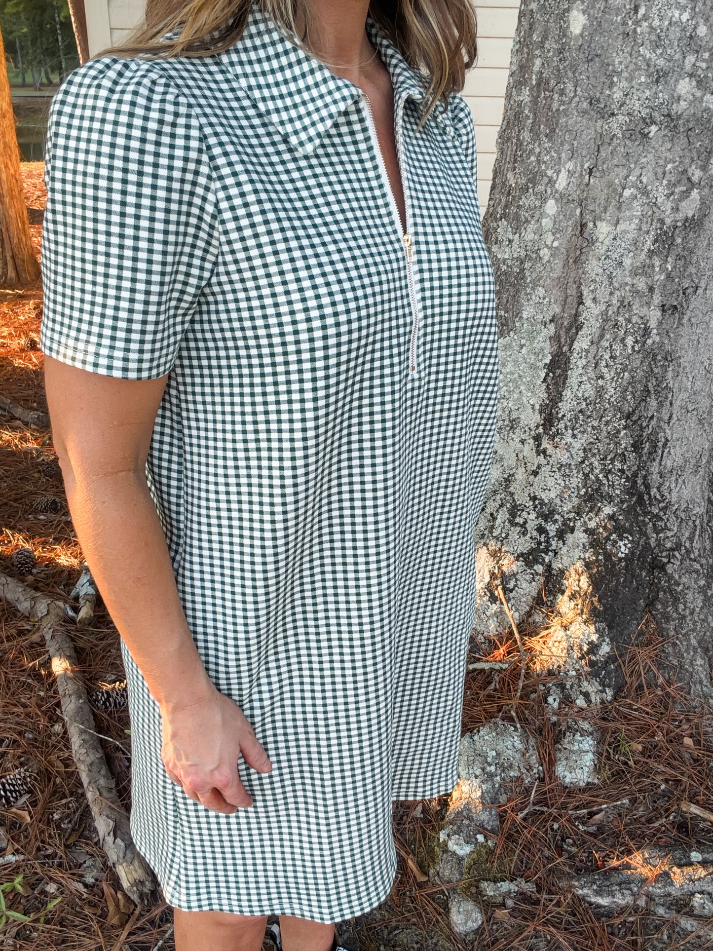 Evergreen Gingham Dress
