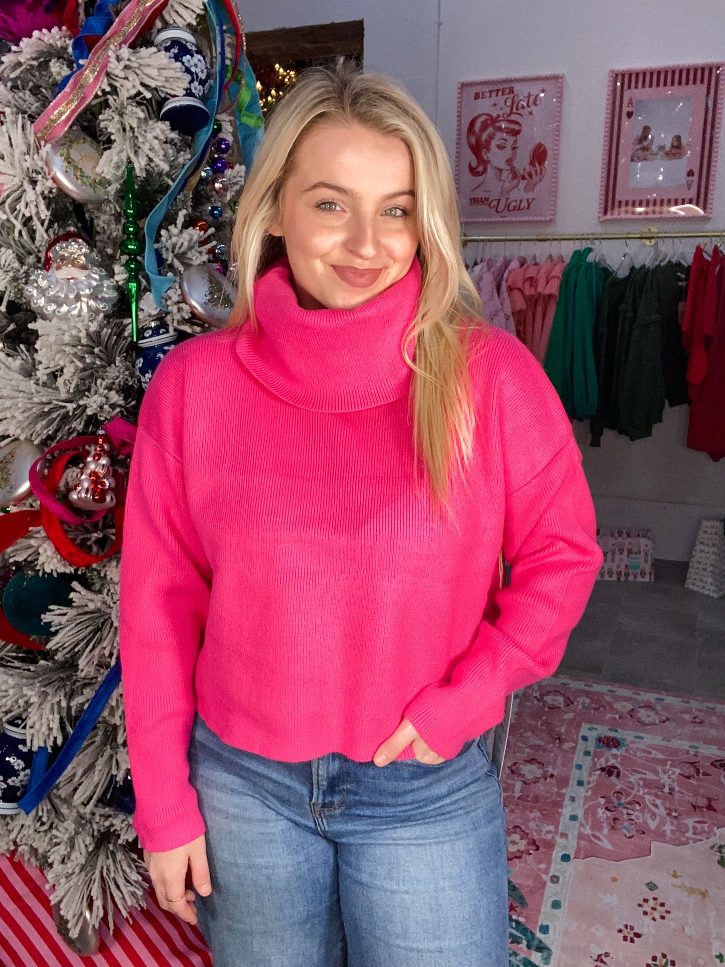 Pink Collar Life Turtleneck Sweater