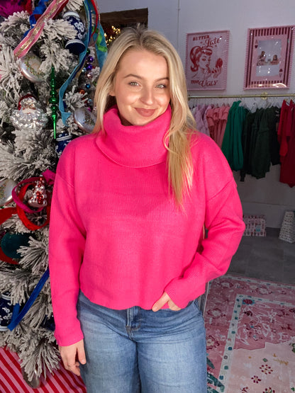 Pink Collar Life Turtleneck Sweater