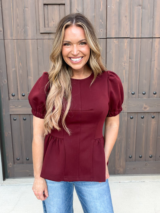 Merlot Muse Peplum Top