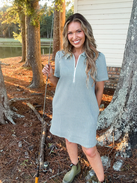 Evergreen Gingham Dress