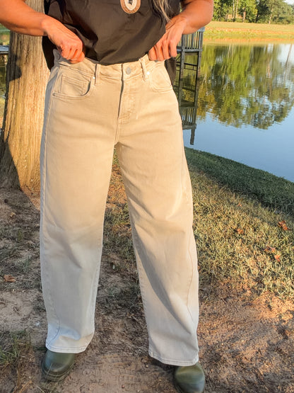 Almond Cropped Barrel Pants