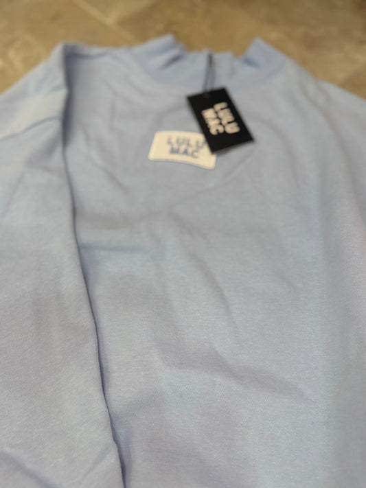 LULU MAC Terry Cloth Sweatshirt- Baby Blue