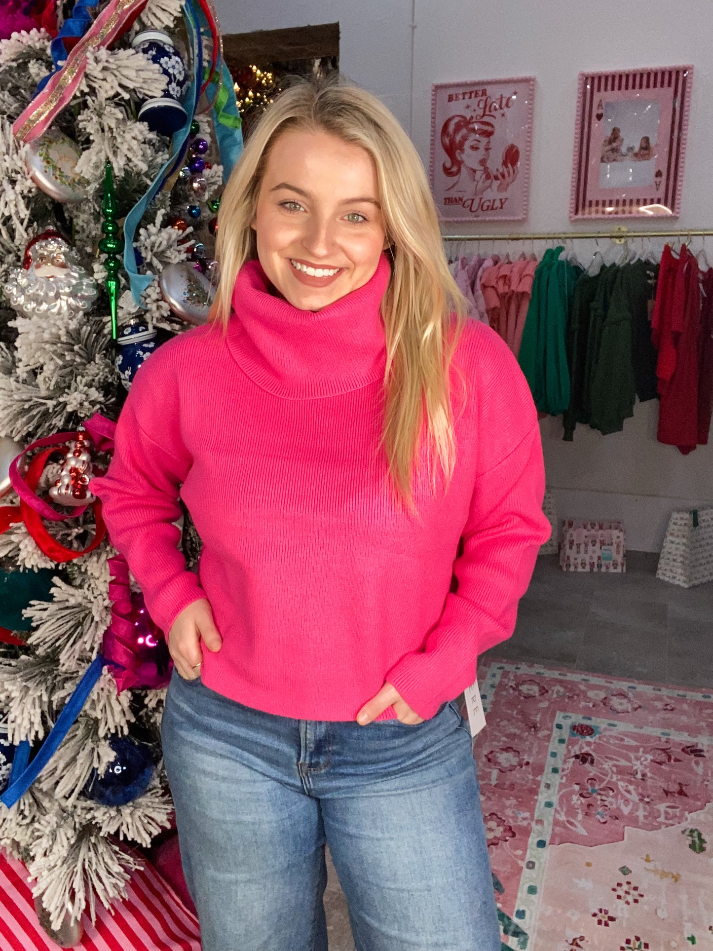 Pink Collar Life Turtleneck Sweater
