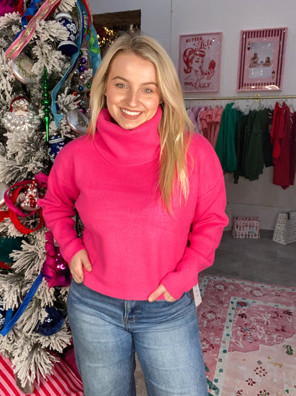 Pink Collar Life Turtleneck Sweater