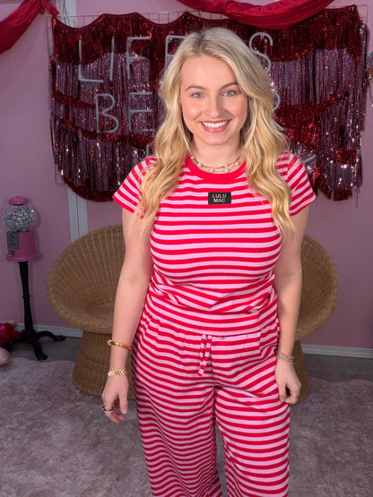 Lulu Mac Pink and Red Striped Pants
