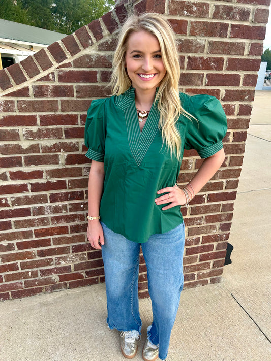 Go For Green Puff Sleeve Top