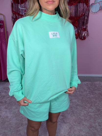 LULU MAC Terry Cloth Sweatshirt- Seafoam
