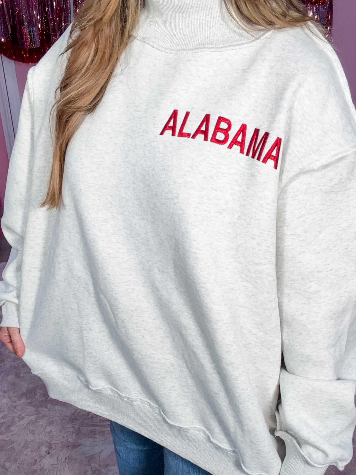 Alabama Embroidered Mock Neck