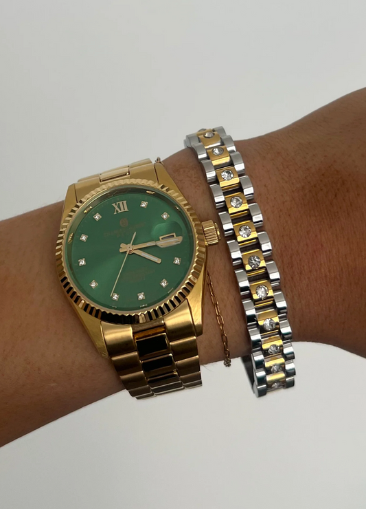 DIAMOND TWO TONED WATCH BAND BRACELET