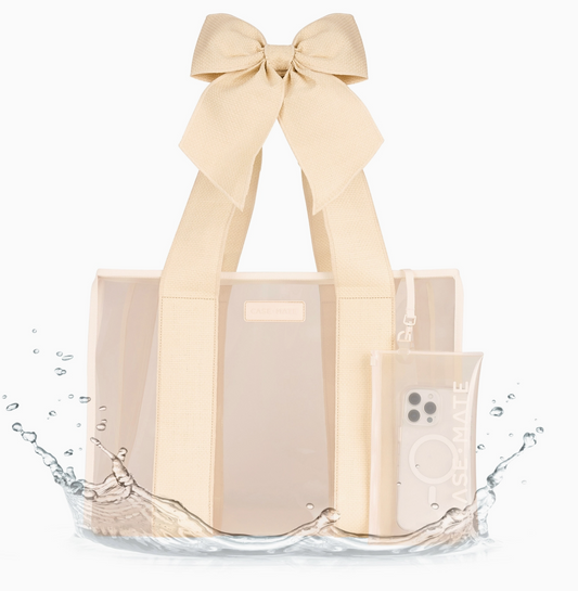 Case-Mate Ecru Raffia Bow Jelly Tote Bag