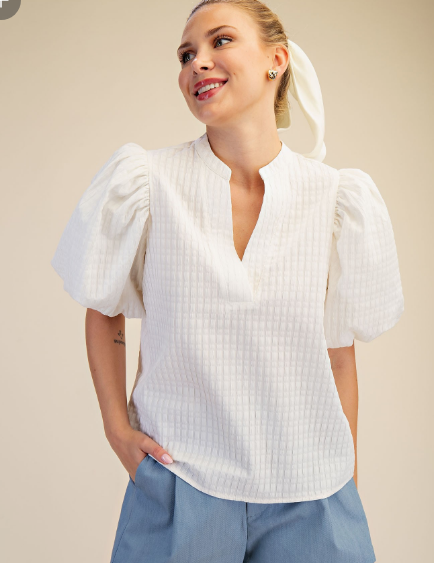 White Puff Sleeve Top