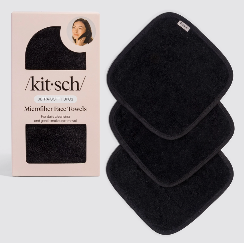 Microfiber Face Towels 3pc Set - Black