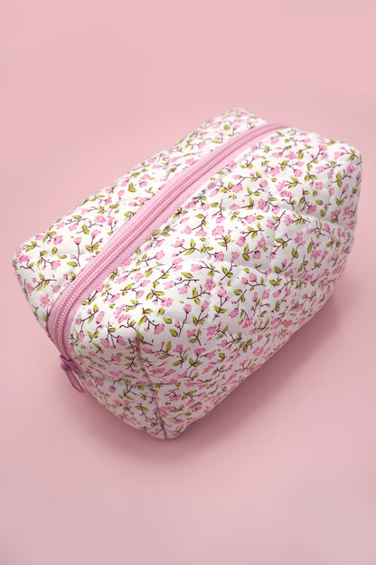 Ditsy Quilted Cotton Floral Cosmetic Pouch Bag