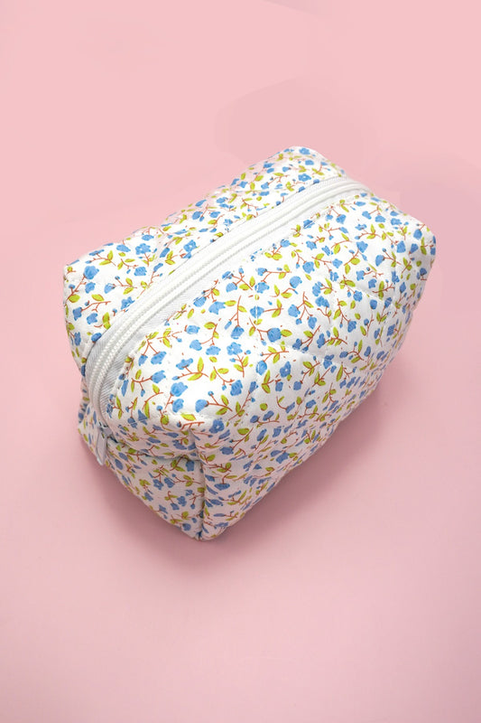 Ditsy Quilted Cotton Floral Cosmetic Pouch Bag
